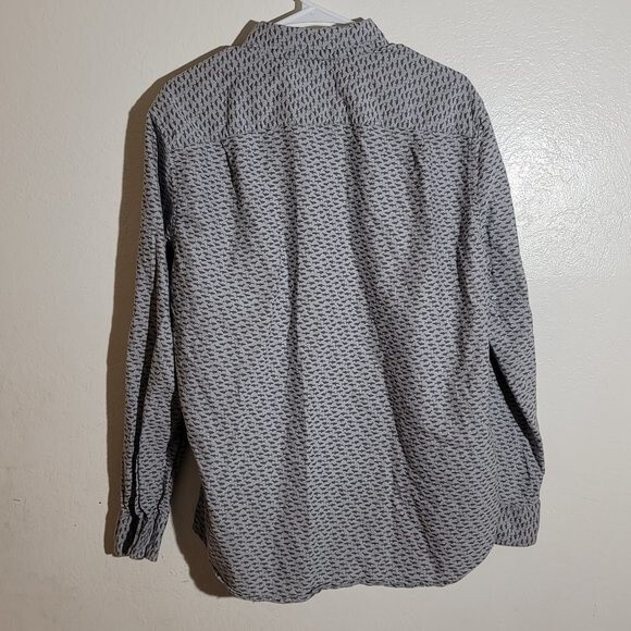 American Eagle AE Mens Seriously Soft Cotton Button Up Shark Gray Print sz L GUC - Picture 10 of 10